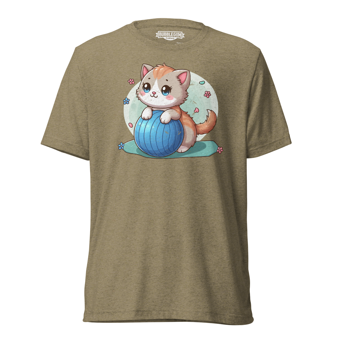 Brown Kitten on Blue Ball - Unisex Triblend Tee