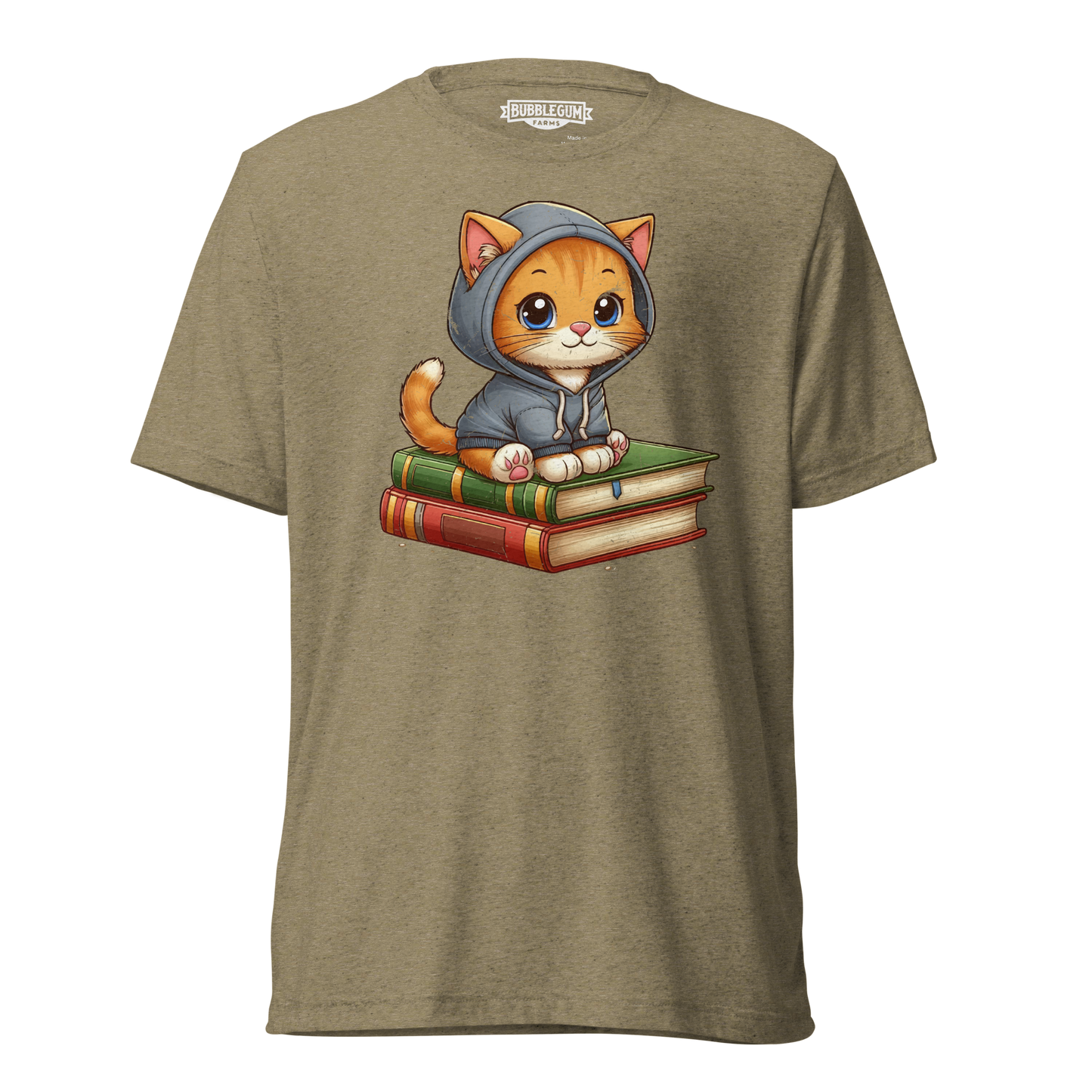 Orange Kitten - Sitting on Books - Unisex Triblend