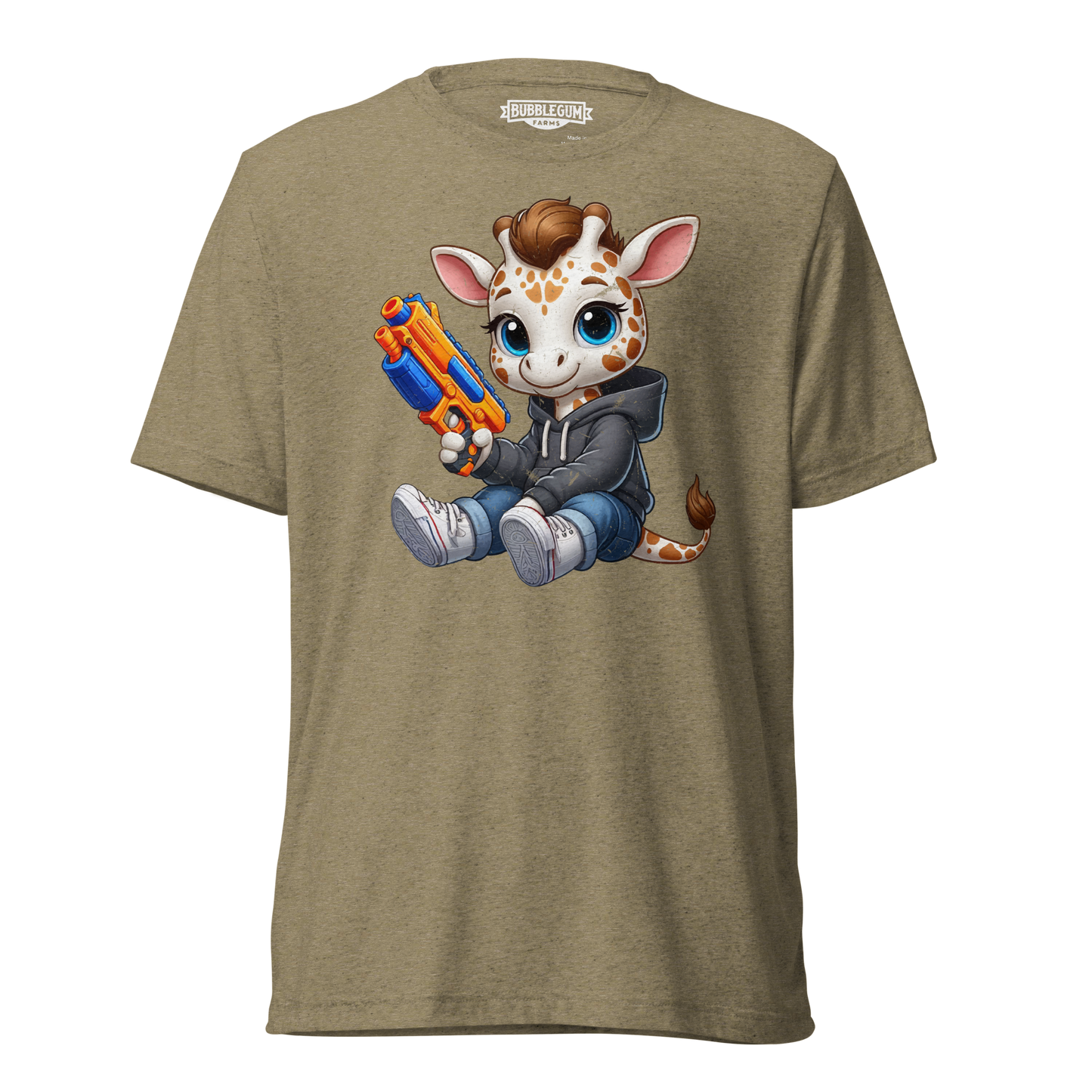 White Giraffe with Foam Dart Blaster - Unisex Triblend
