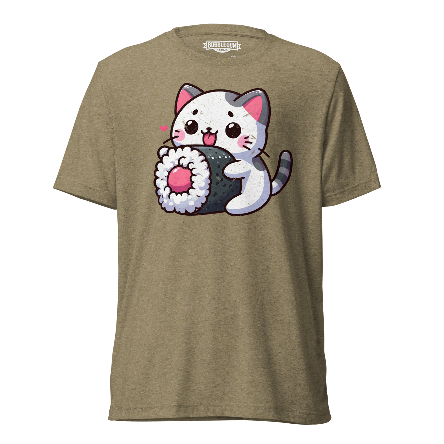 Black and Grey Kitten - Eating Sushi - Unisex Triblend