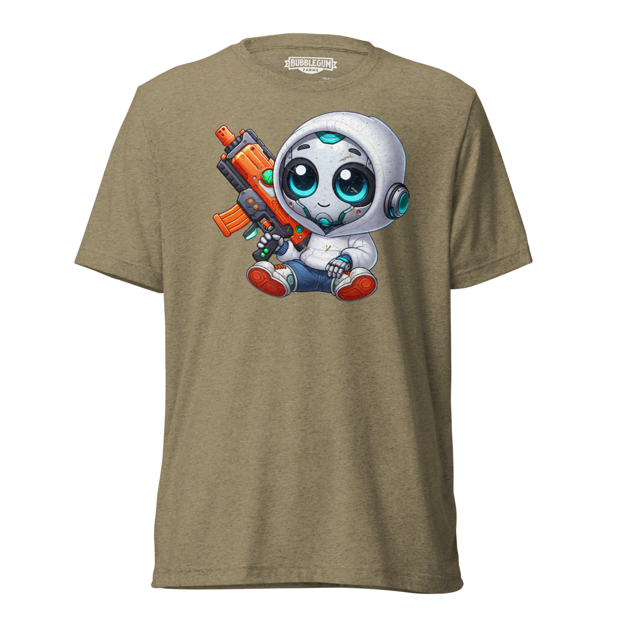 White Robot with Foam Dart Blaster - Unisex Triblend