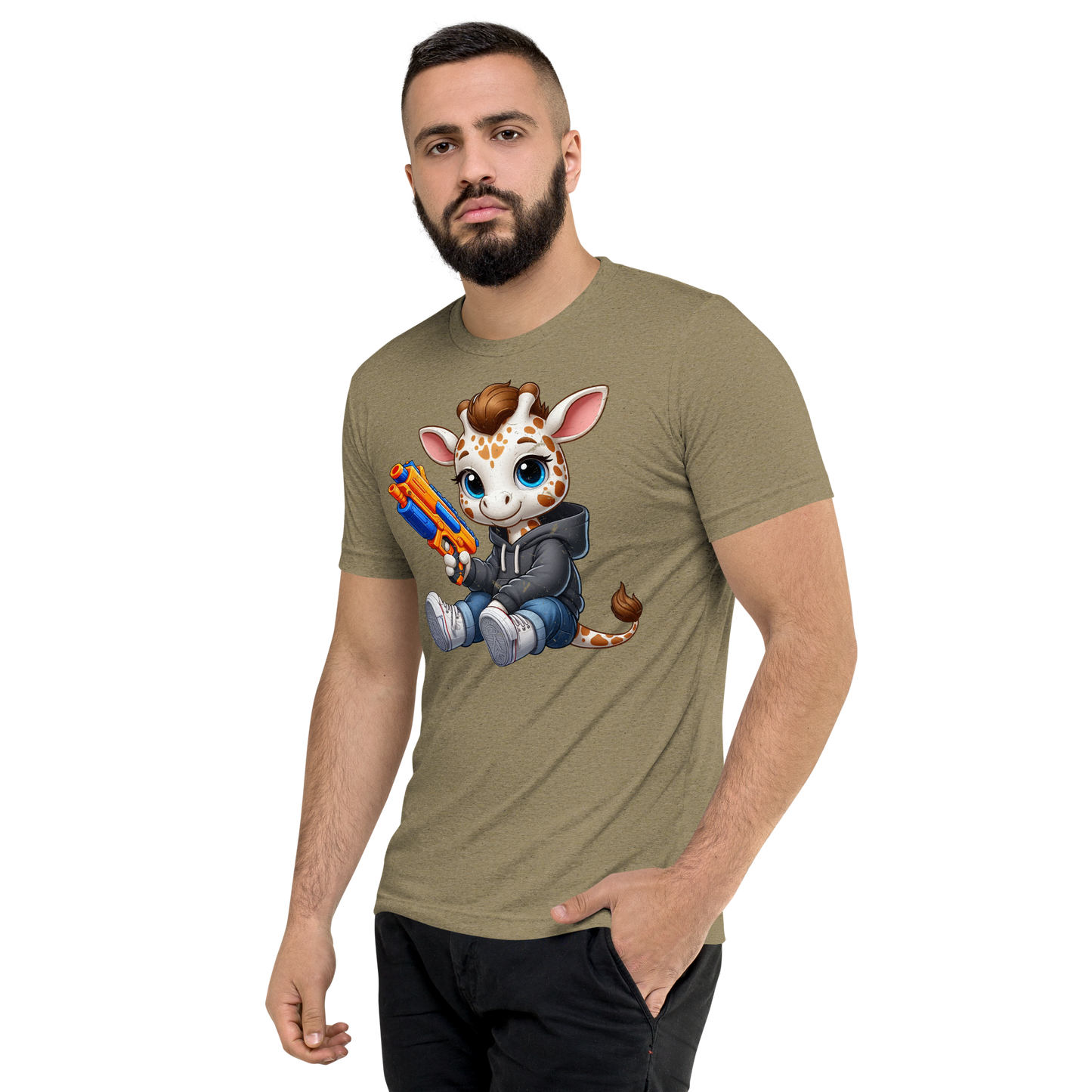 White Giraffe with Foam Dart Blaster - Unisex Triblend