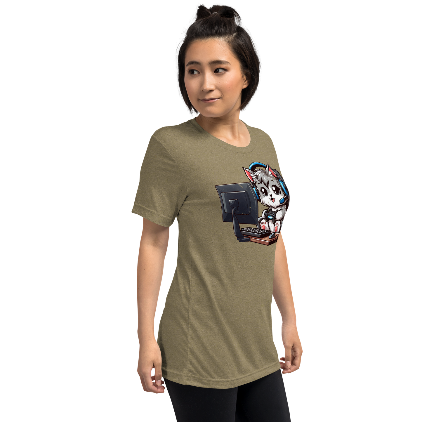 Gamer Kitten - Blue Headset - Unisex Triblend Tee