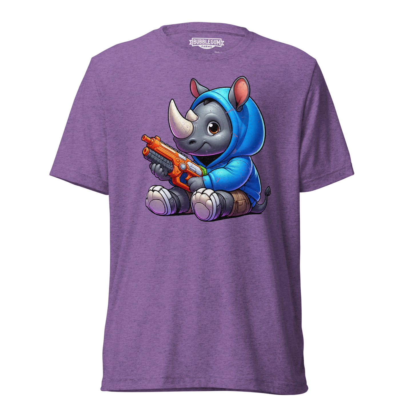 Baby Rhino with Foam Dart Blaster - Unisex Triblend Tee