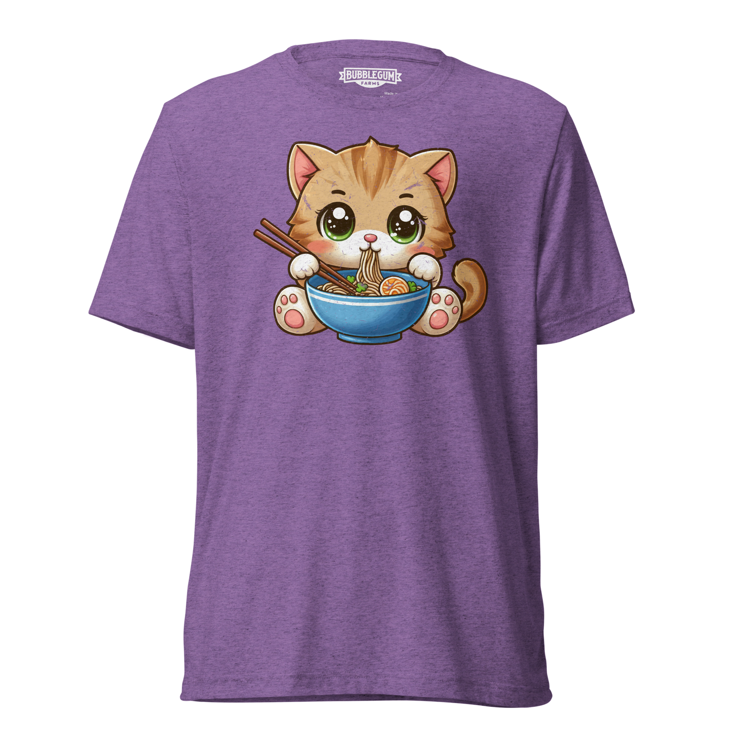 Brown Kitten - Eating Ramen - Unisex Triblend Tee