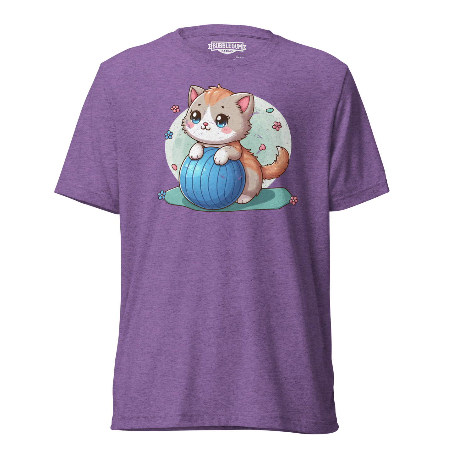 Brown Kitten on Blue Ball - Unisex Triblend Tee