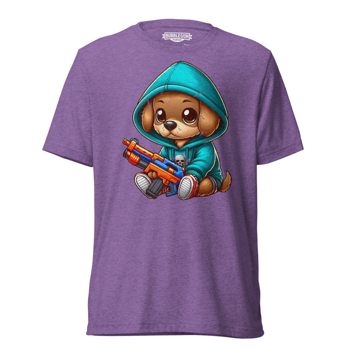 Brown Puppy with Foam Dart Blaster - Unisex Triblend Tee