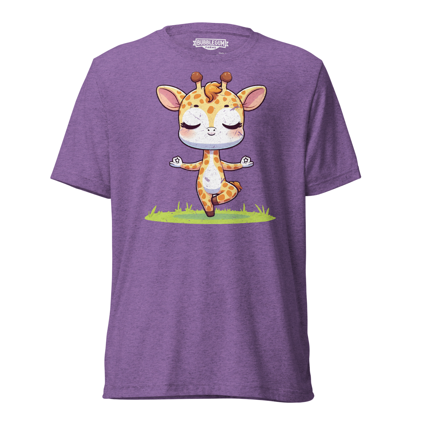 Giraffe doing Yoga - Unisex Triblend Tee