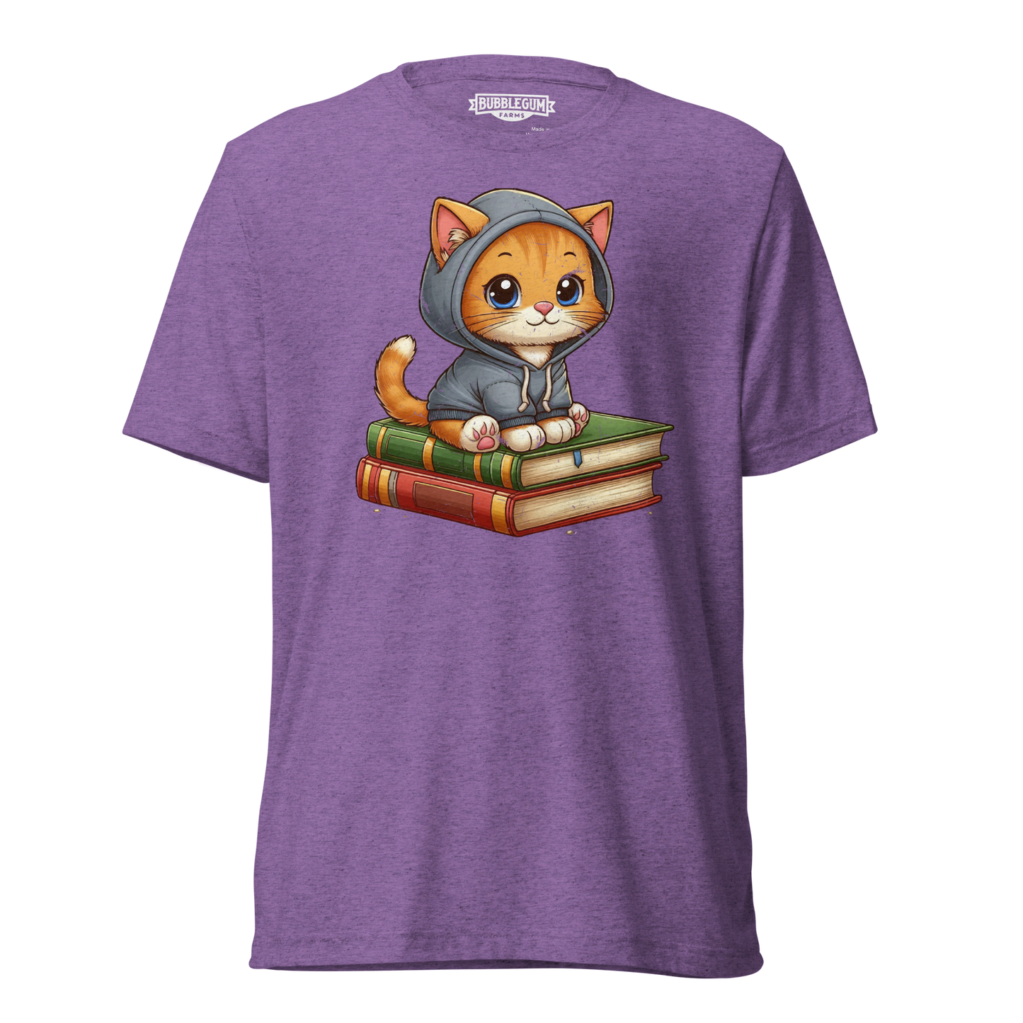Orange Kitten - Sitting on Books - Unisex Triblend