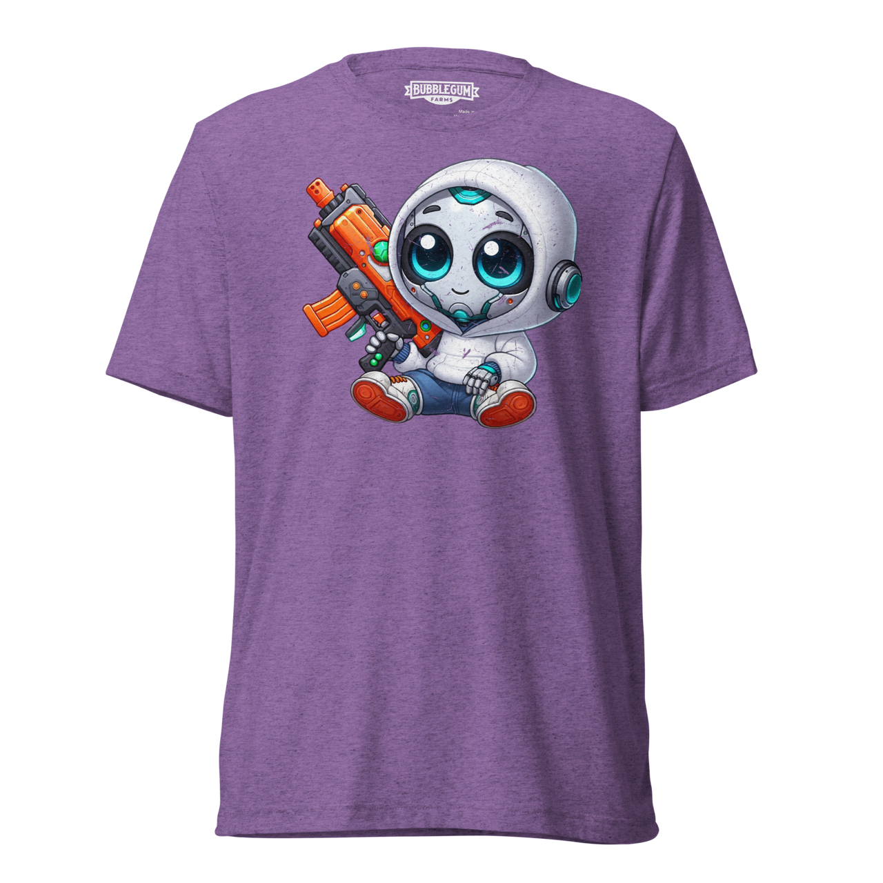 White Robot with Foam Dart Blaster - Unisex Triblend