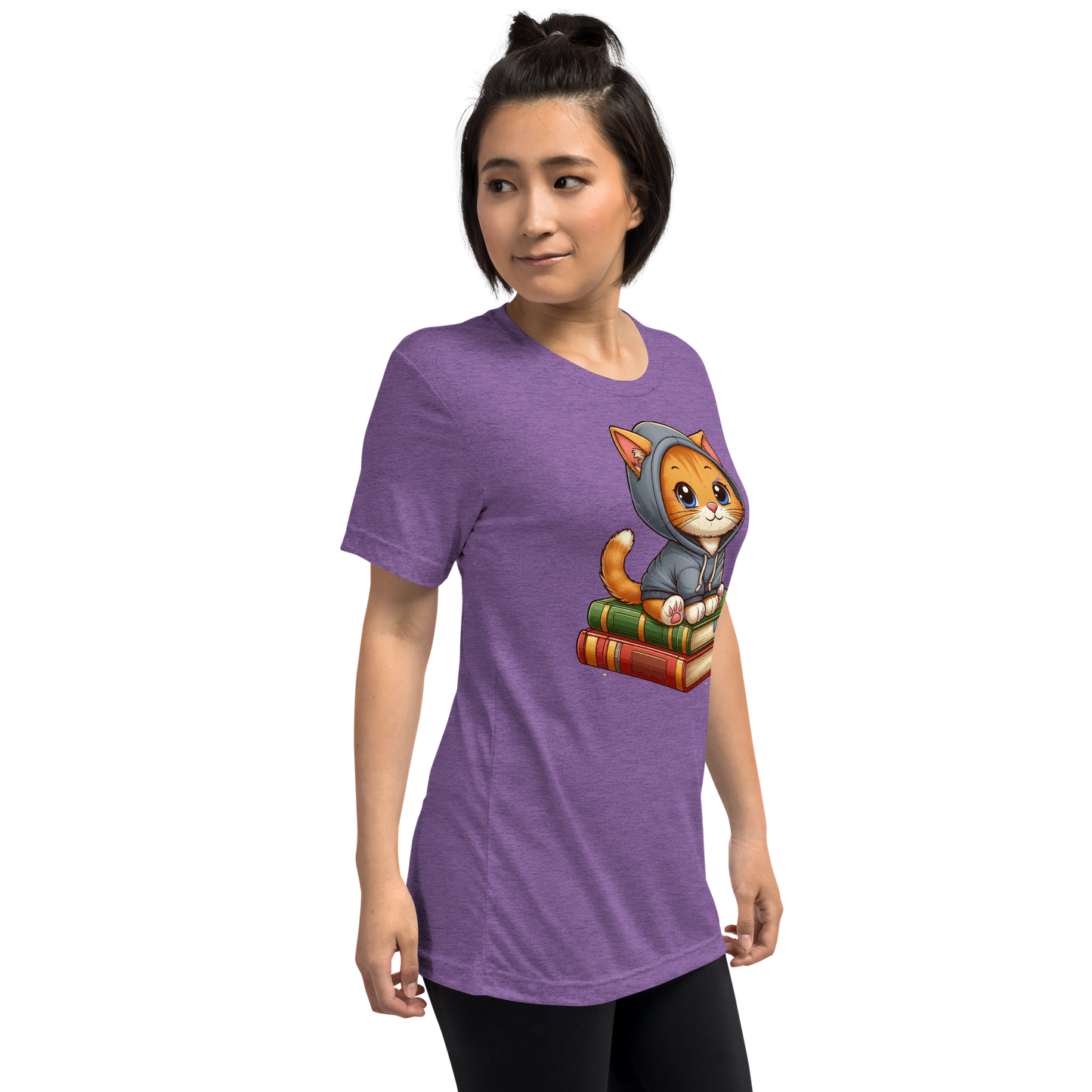 Orange Kitten - Sitting on Books - Unisex Triblend