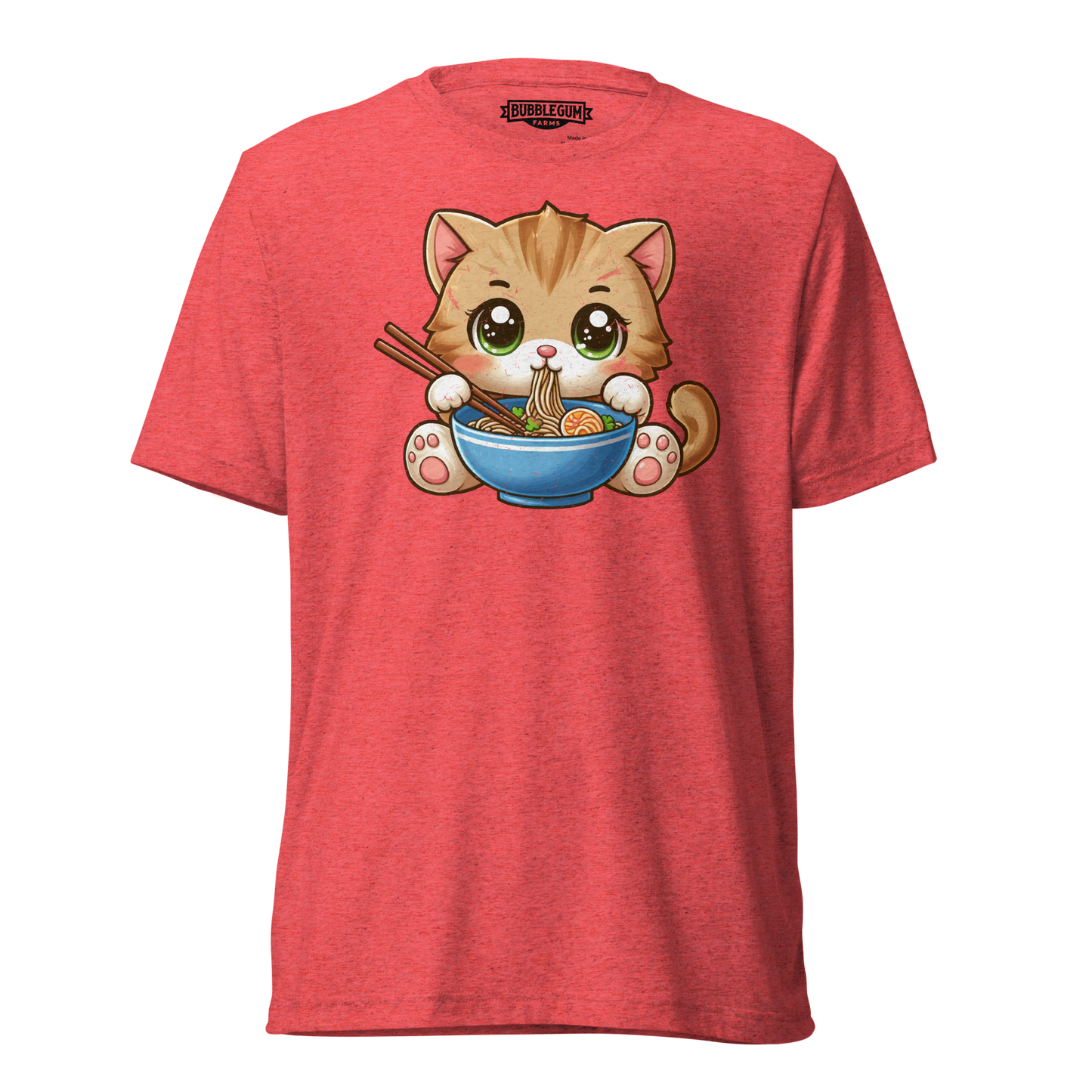 Brown Kitten - Eating Ramen - Unisex Triblend Tee