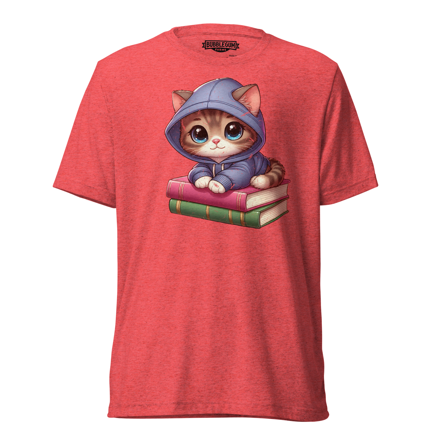 Brown Kitten - Sitting on Books - Unisex Triblend Tee