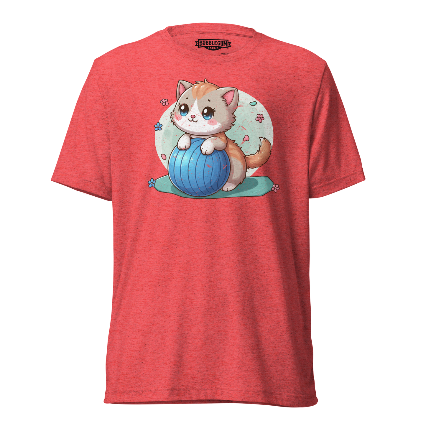 Brown Kitten on Blue Ball - Unisex Triblend Tee