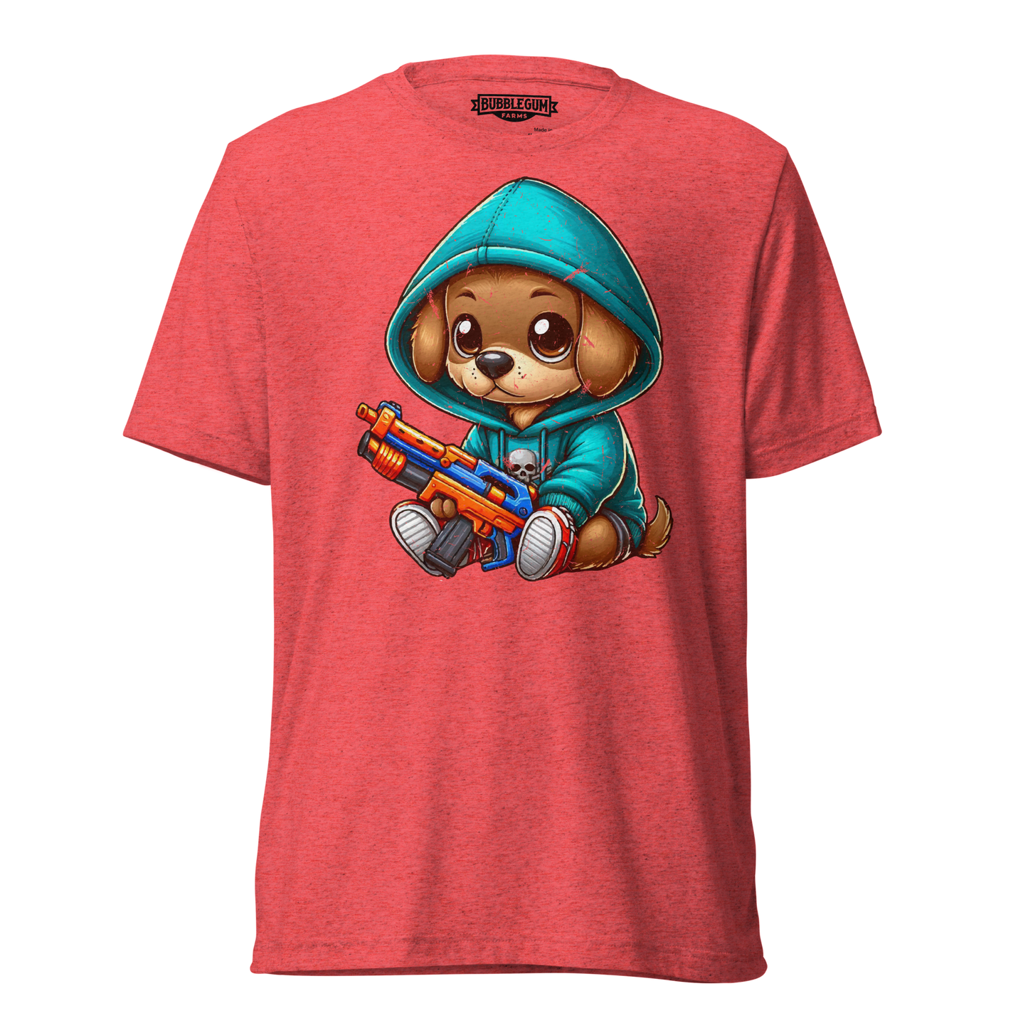 Brown Puppy with Foam Dart Blaster - Unisex Triblend Tee
