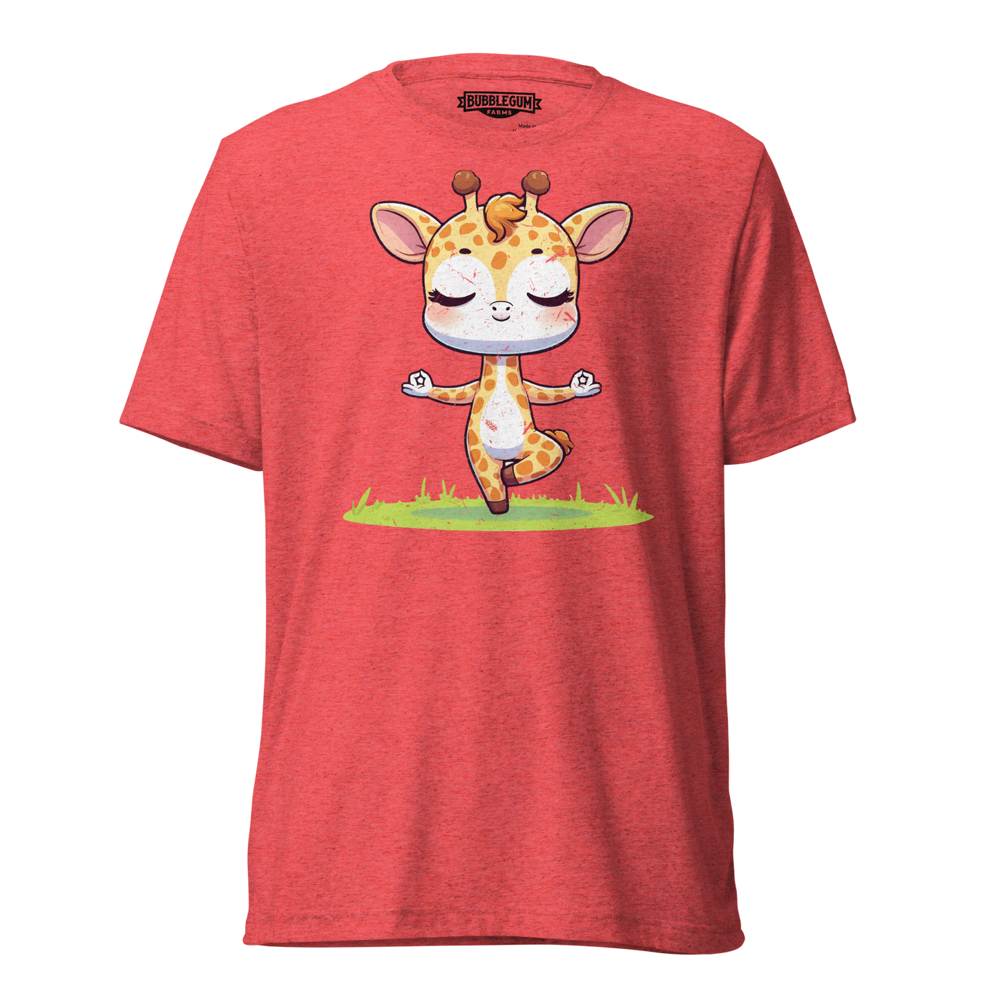 Giraffe doing Yoga - Unisex Triblend Tee