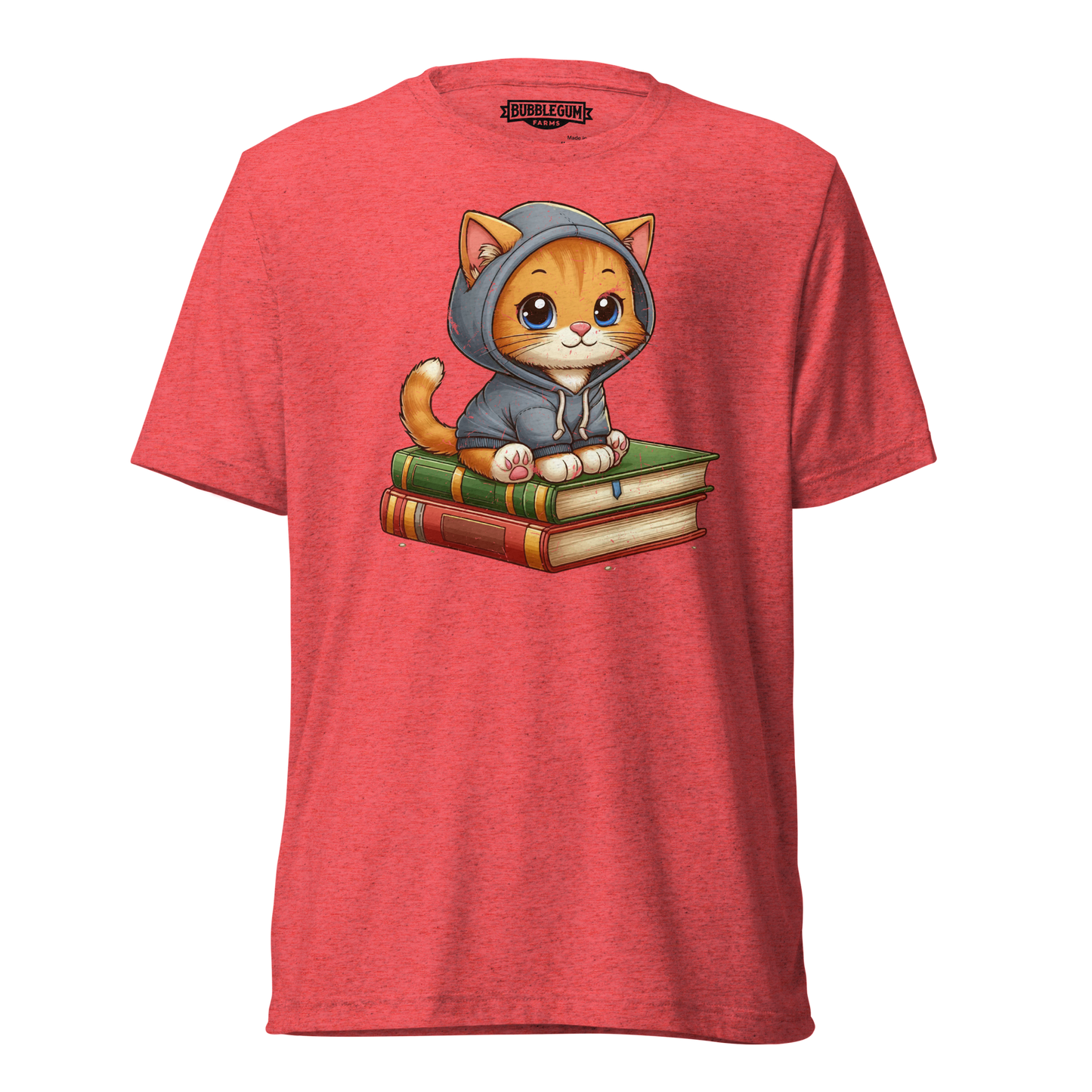 Orange Kitten - Sitting on Books - Unisex Triblend