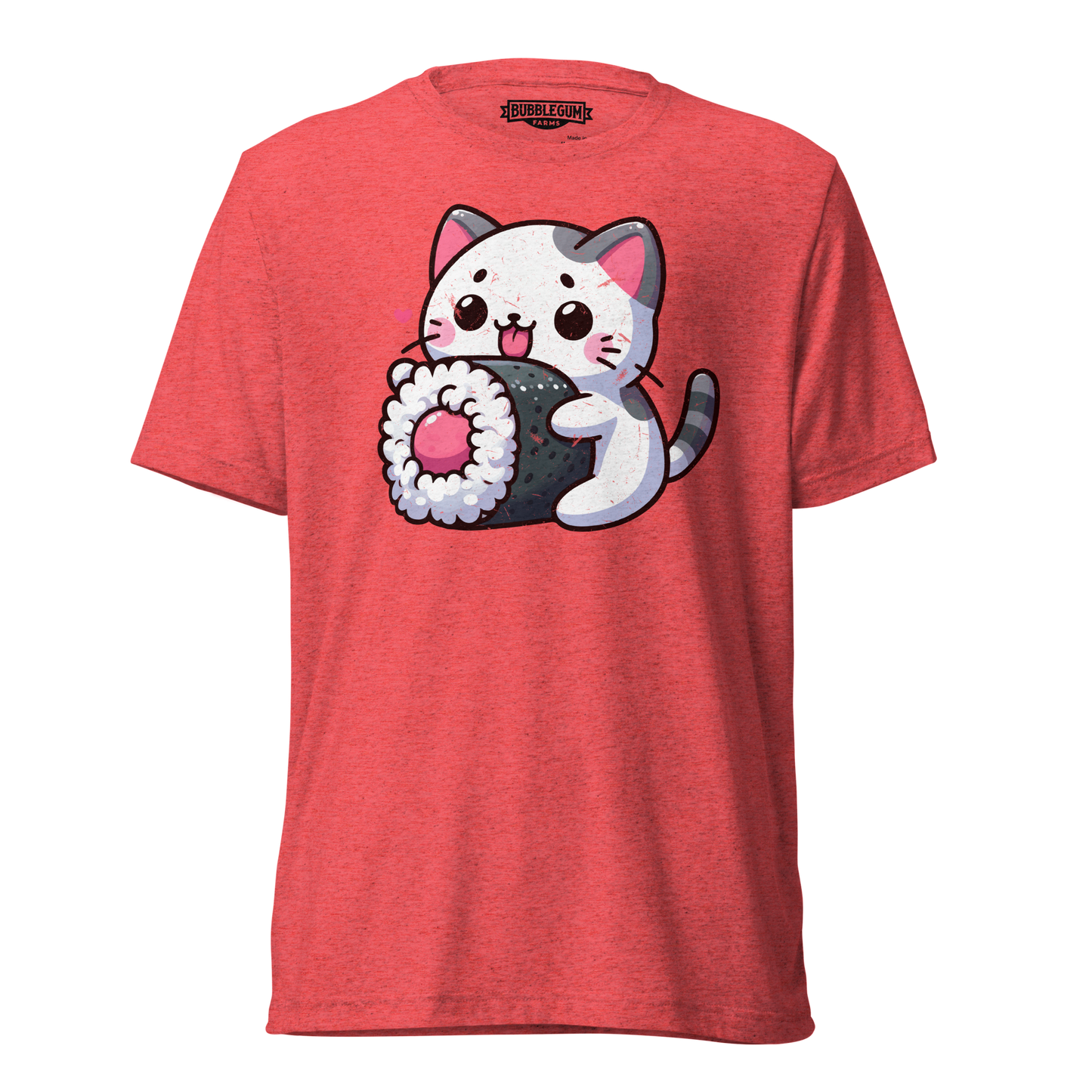 Black and Grey Kitten - Eating Sushi - Unisex Triblend