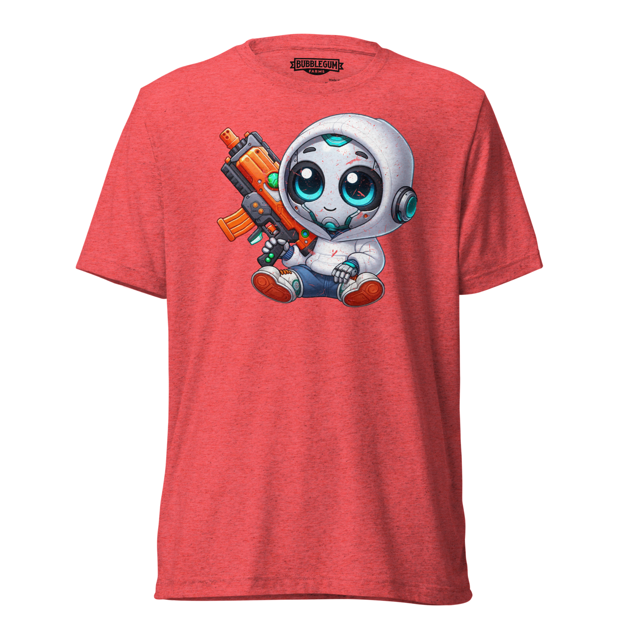 White Robot with Foam Dart Blaster - Unisex Triblend