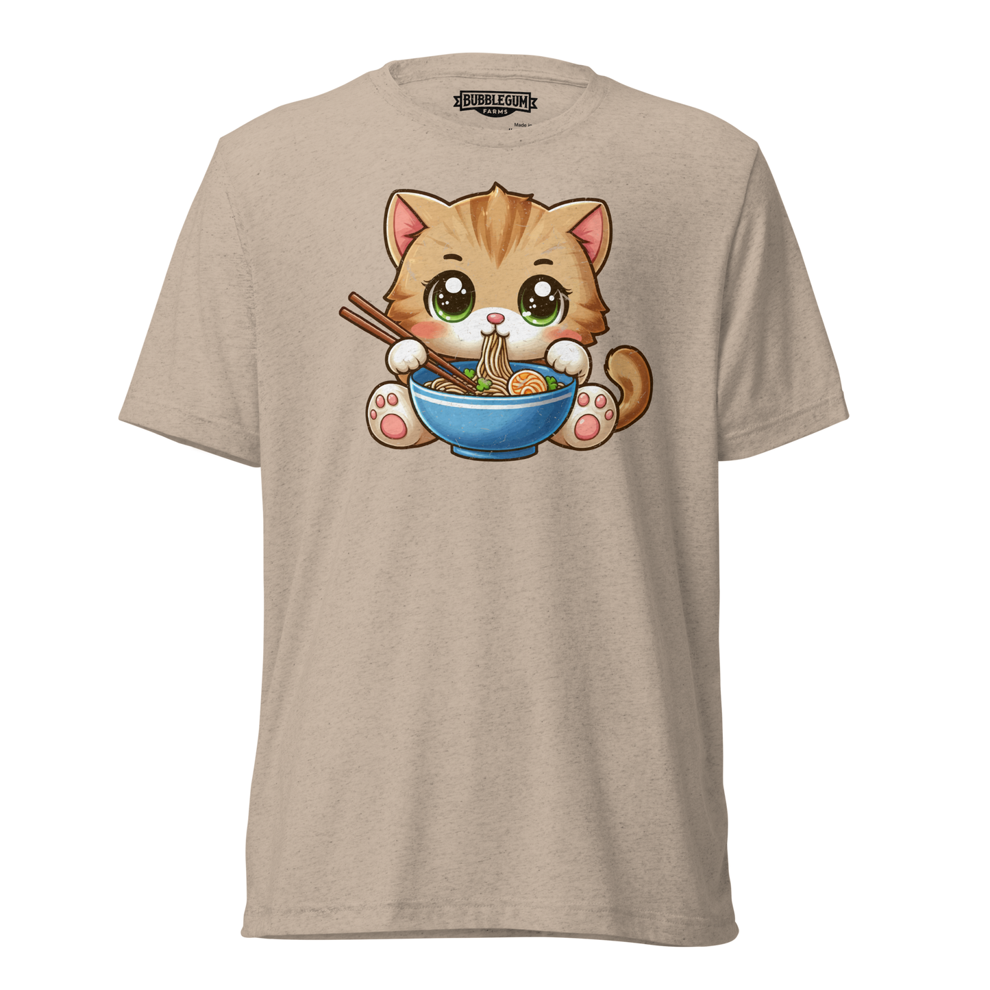 Brown Kitten - Eating Ramen - Unisex Triblend Tee