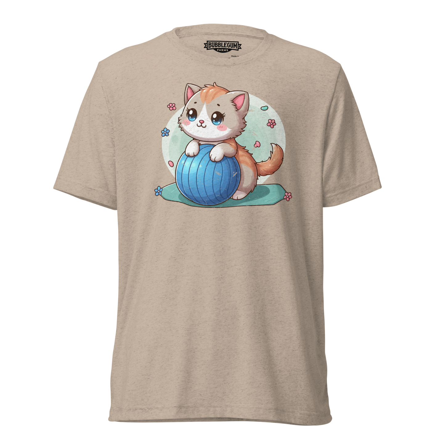 Brown Kitten on Blue Ball - Unisex Triblend Tee