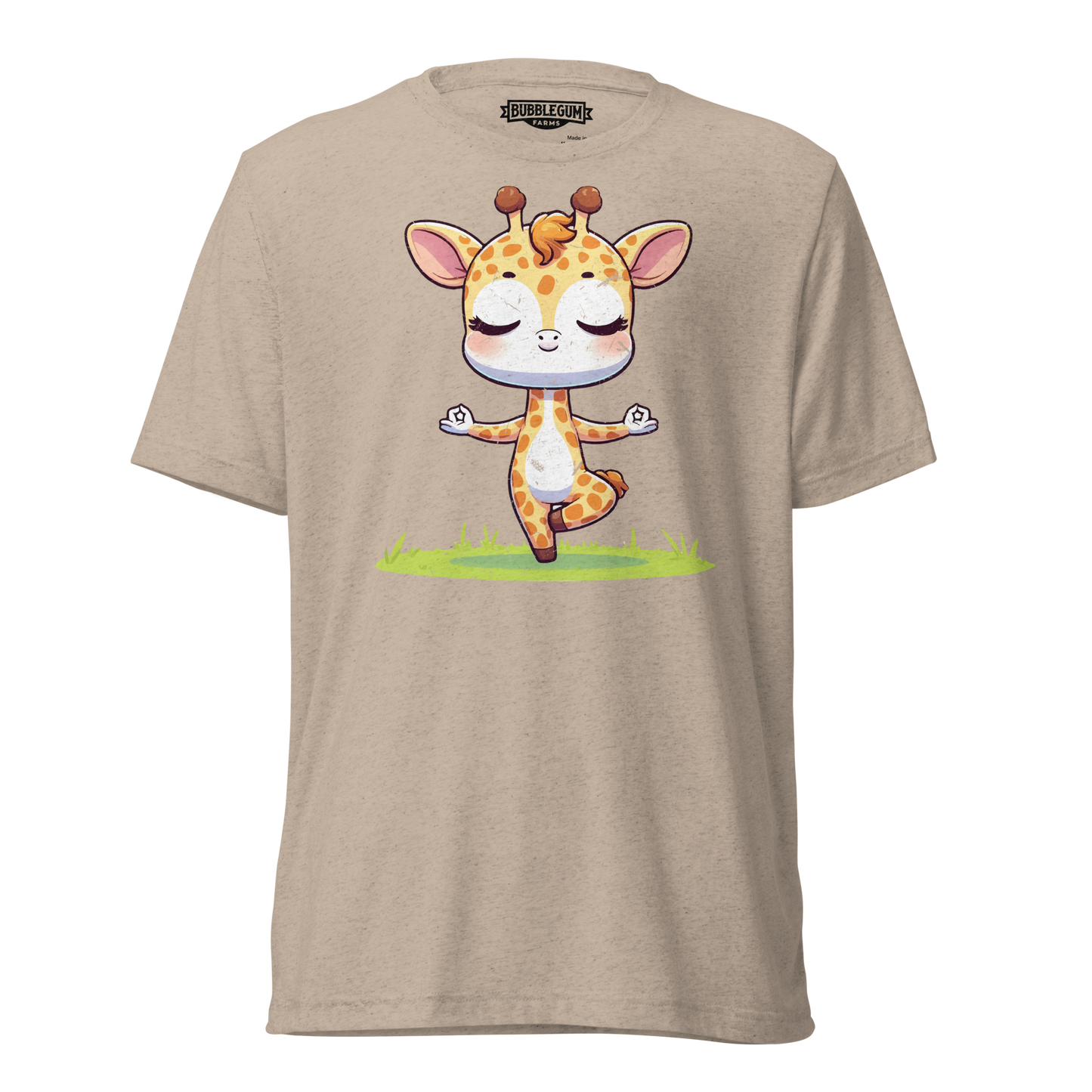 Giraffe doing Yoga - Unisex Triblend Tee