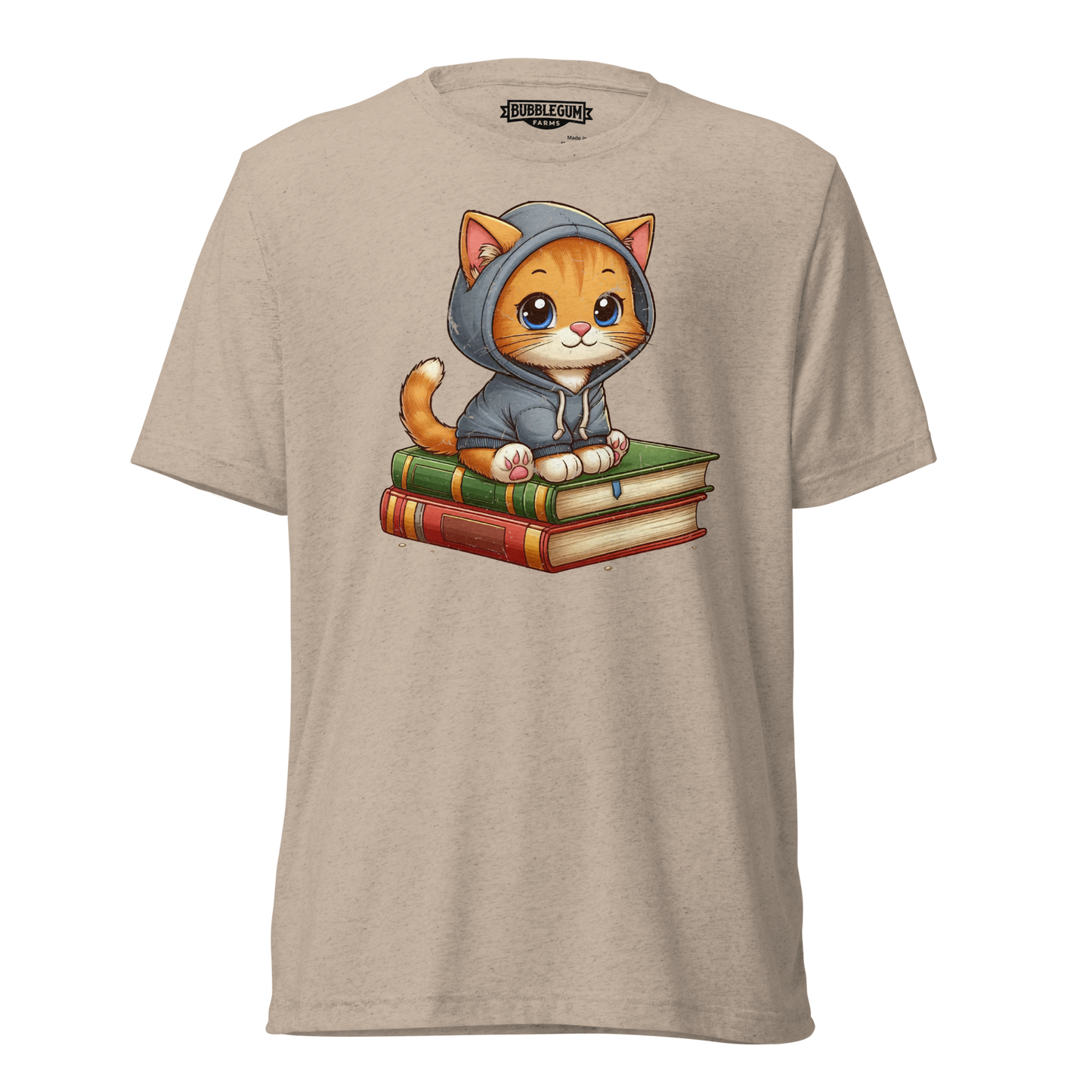 Orange Kitten - Sitting on Books - Unisex Triblend