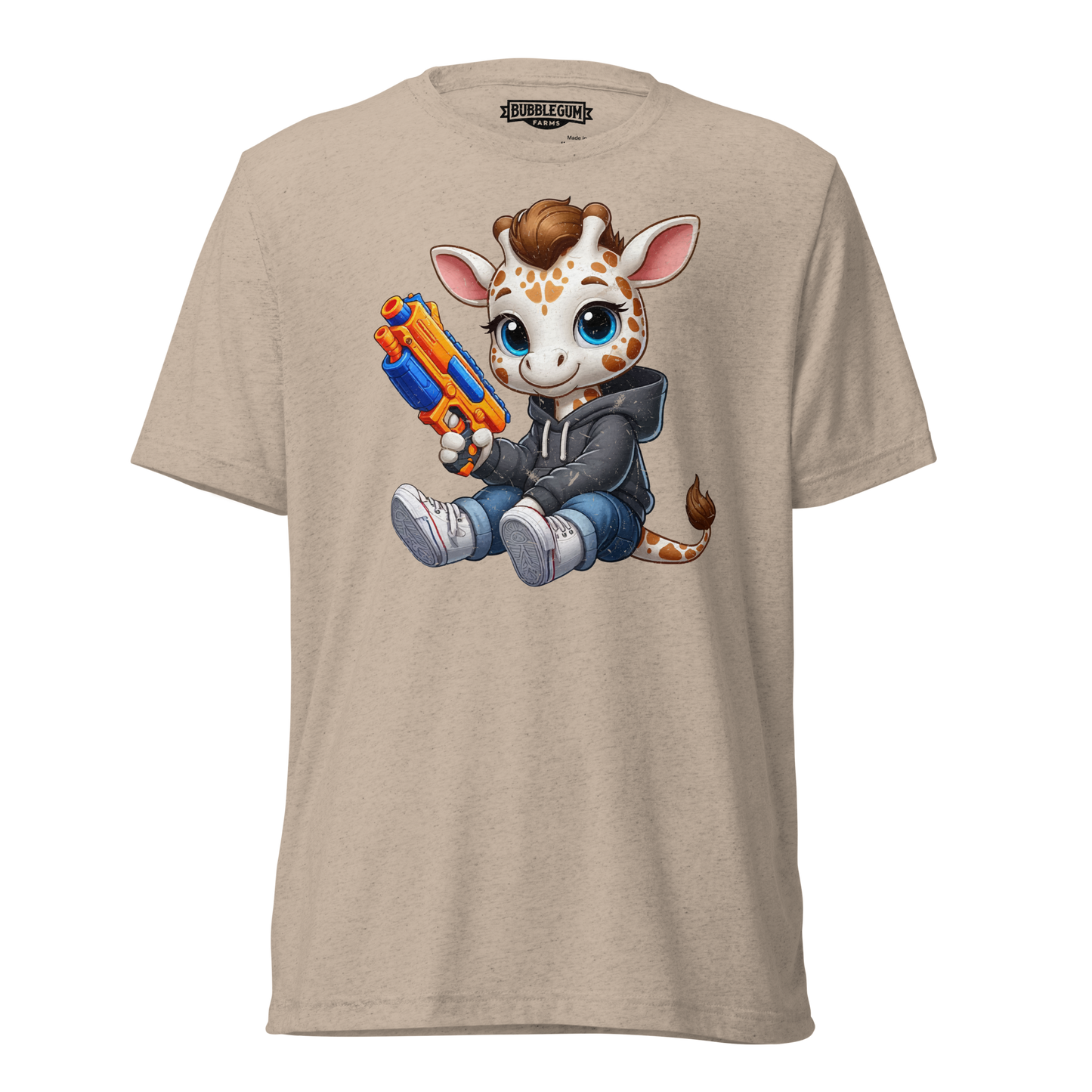 White Giraffe with Foam Dart Blaster - Unisex Triblend