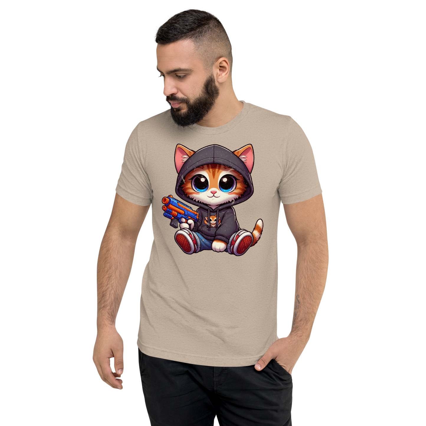 Orange Kitten with Foam Dart Blaster - Unisex Triblend