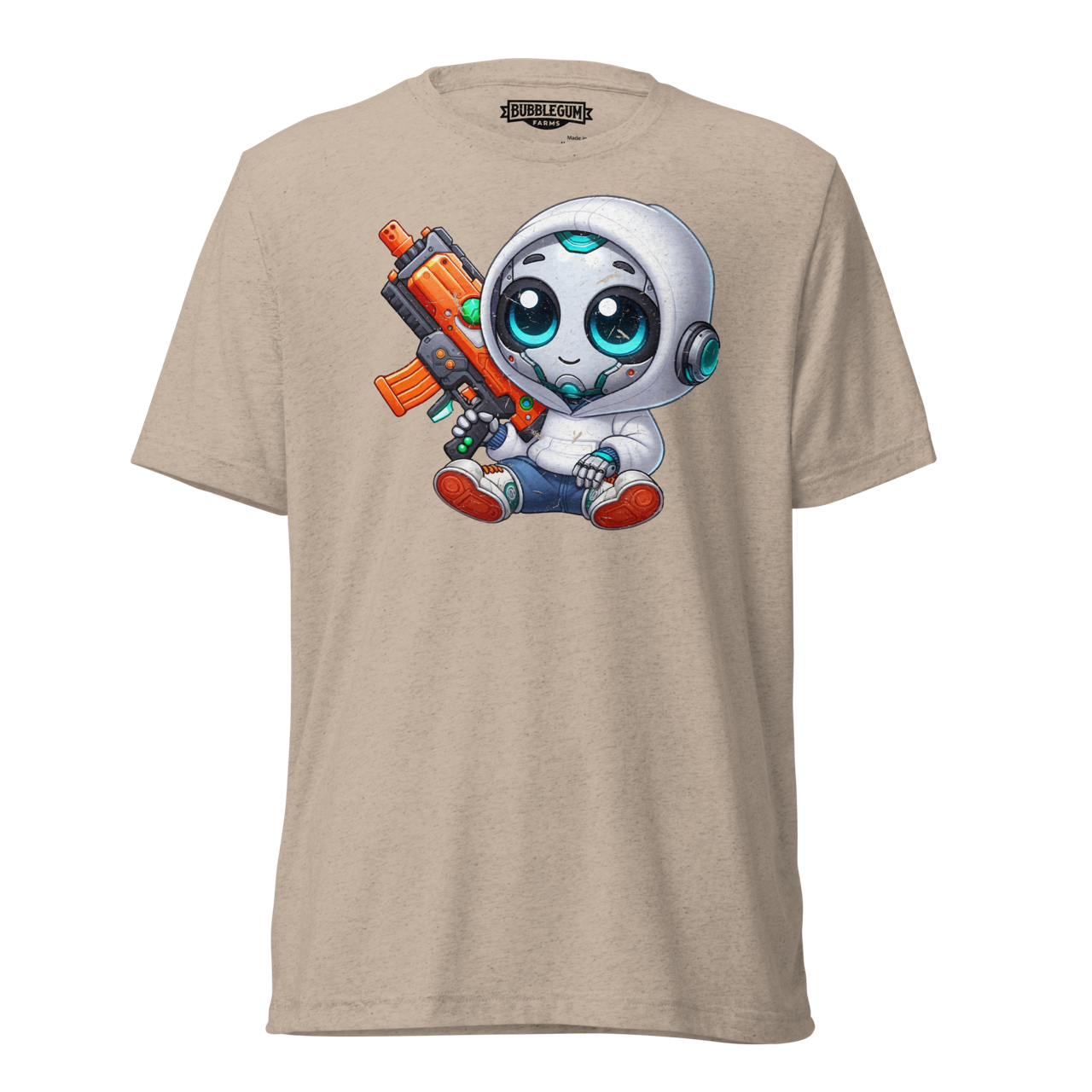 White Robot with Foam Dart Blaster - Unisex Triblend