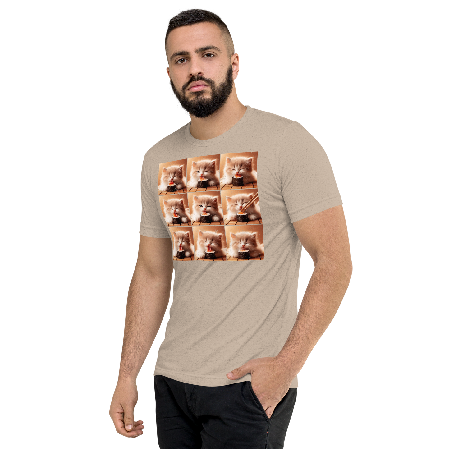 Kittens Eating Sushi Collage - Unisex Triblend