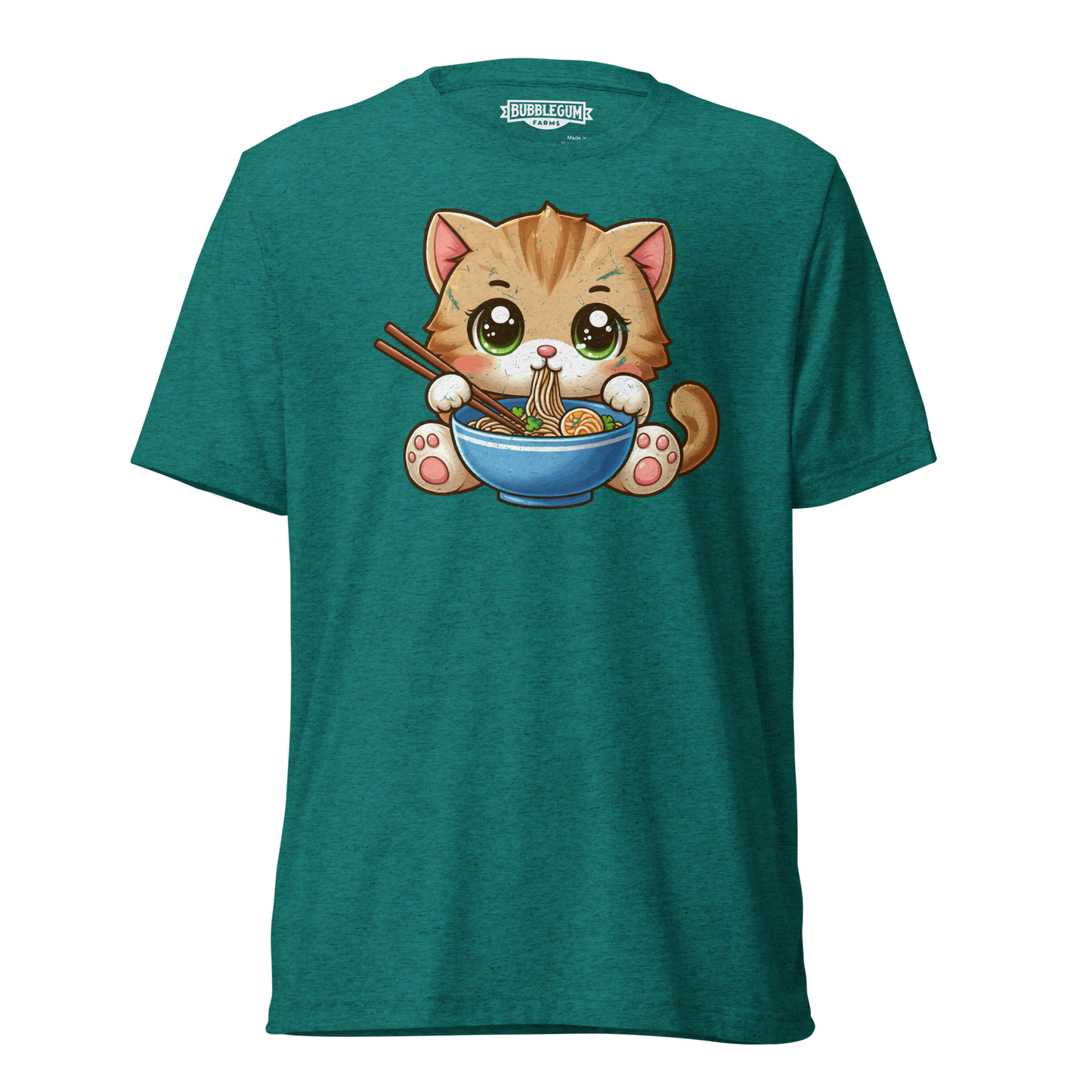 Brown Kitten - Eating Ramen - Unisex Triblend Tee
