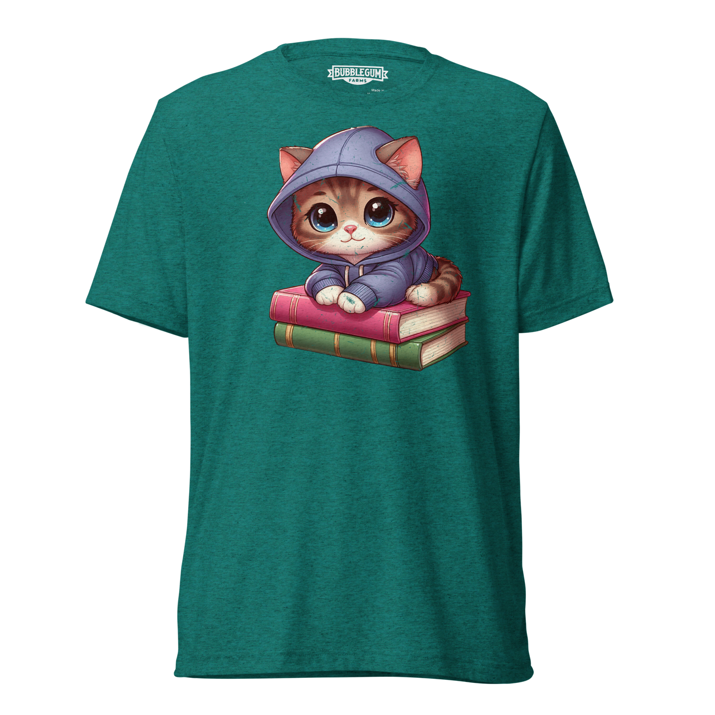 Brown Kitten - Sitting on Books - Unisex Triblend Tee