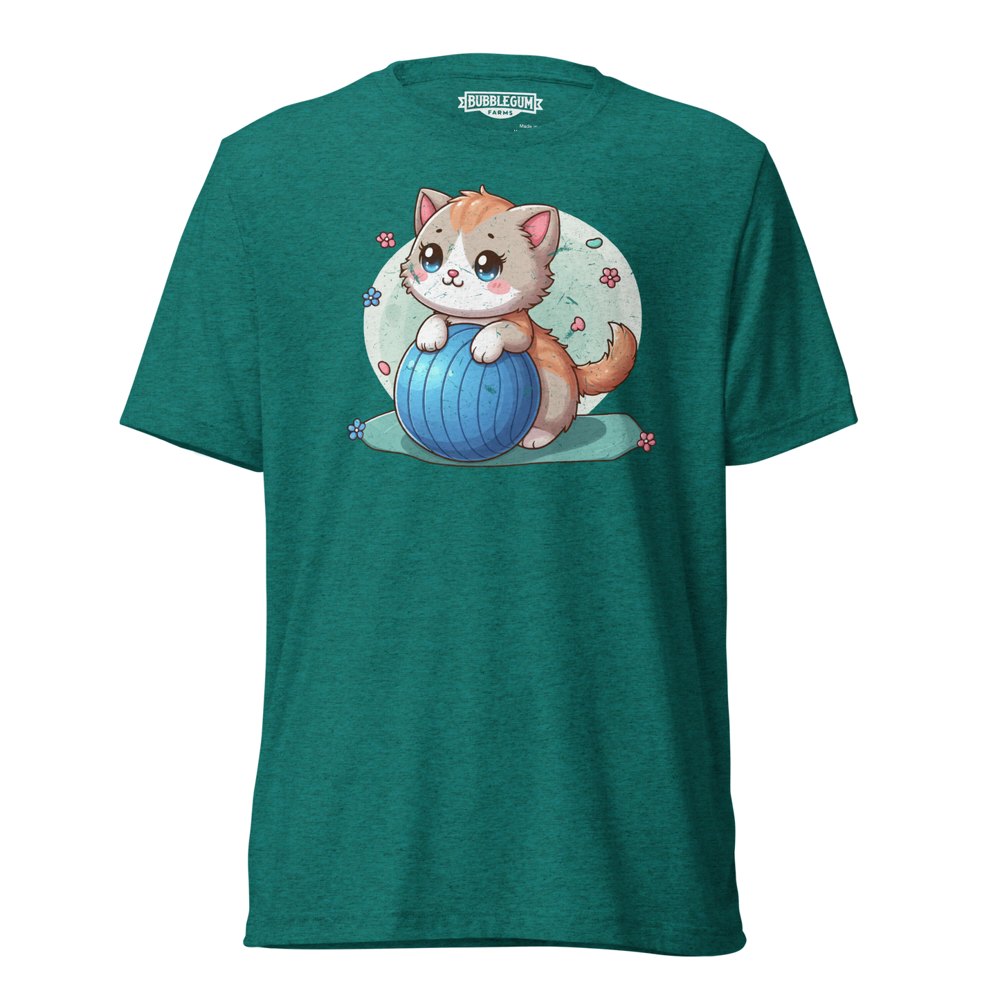 Brown Kitten on Blue Ball - Unisex Triblend Tee