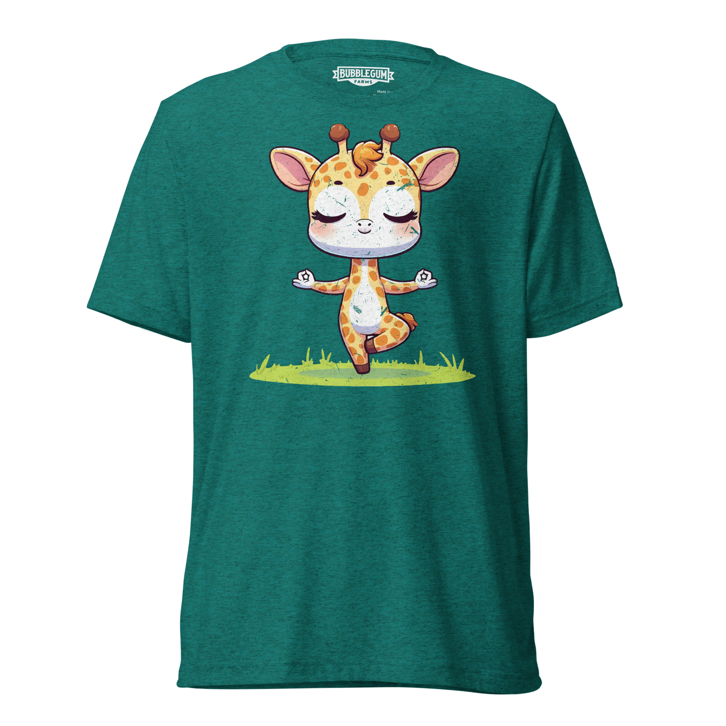 Giraffe doing Yoga - Unisex Triblend Tee