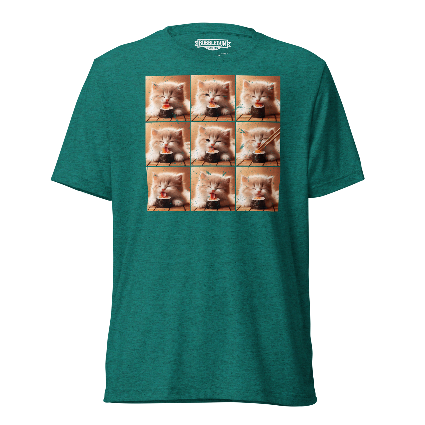 Kittens Eating Sushi Collage - Unisex Triblend