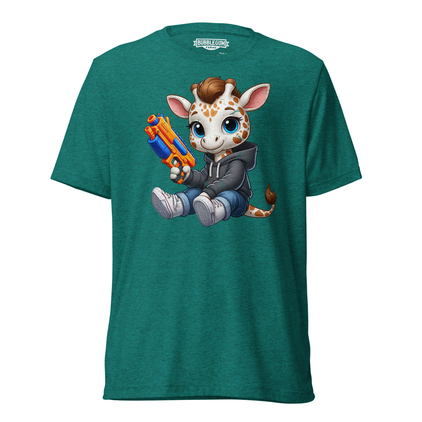 White Giraffe with Foam Dart Blaster - Unisex Triblend