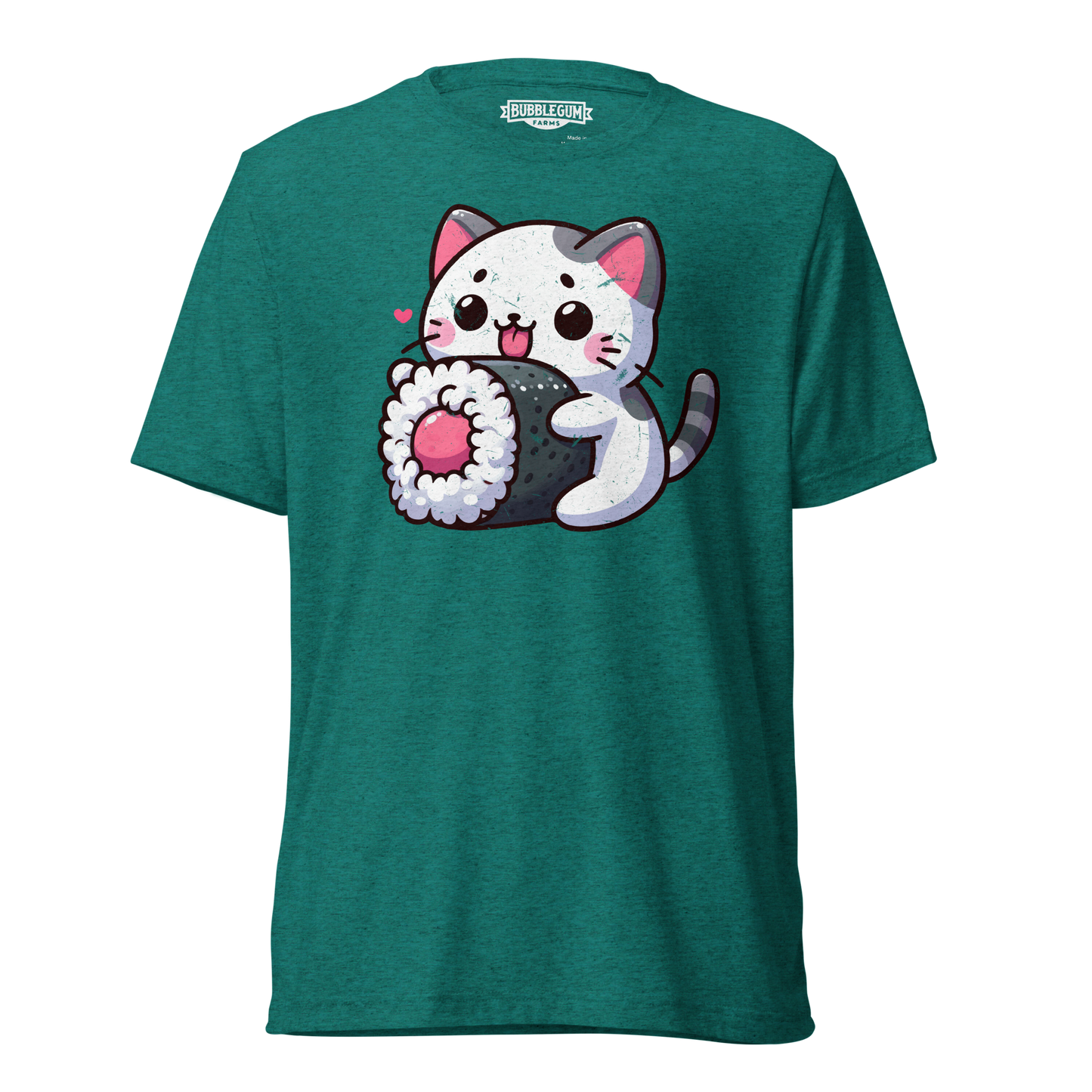 Black and Grey Kitten - Eating Sushi - Unisex Triblend