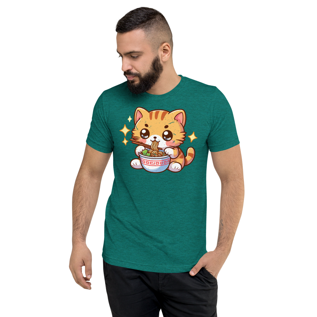 Orange Kitten - Eating Ramen - Unisex Triblend