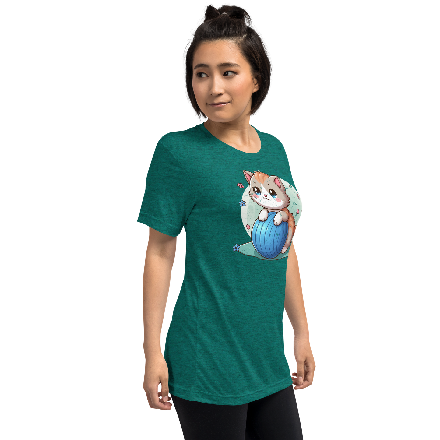 Brown Kitten on Blue Ball - Unisex Triblend Tee
