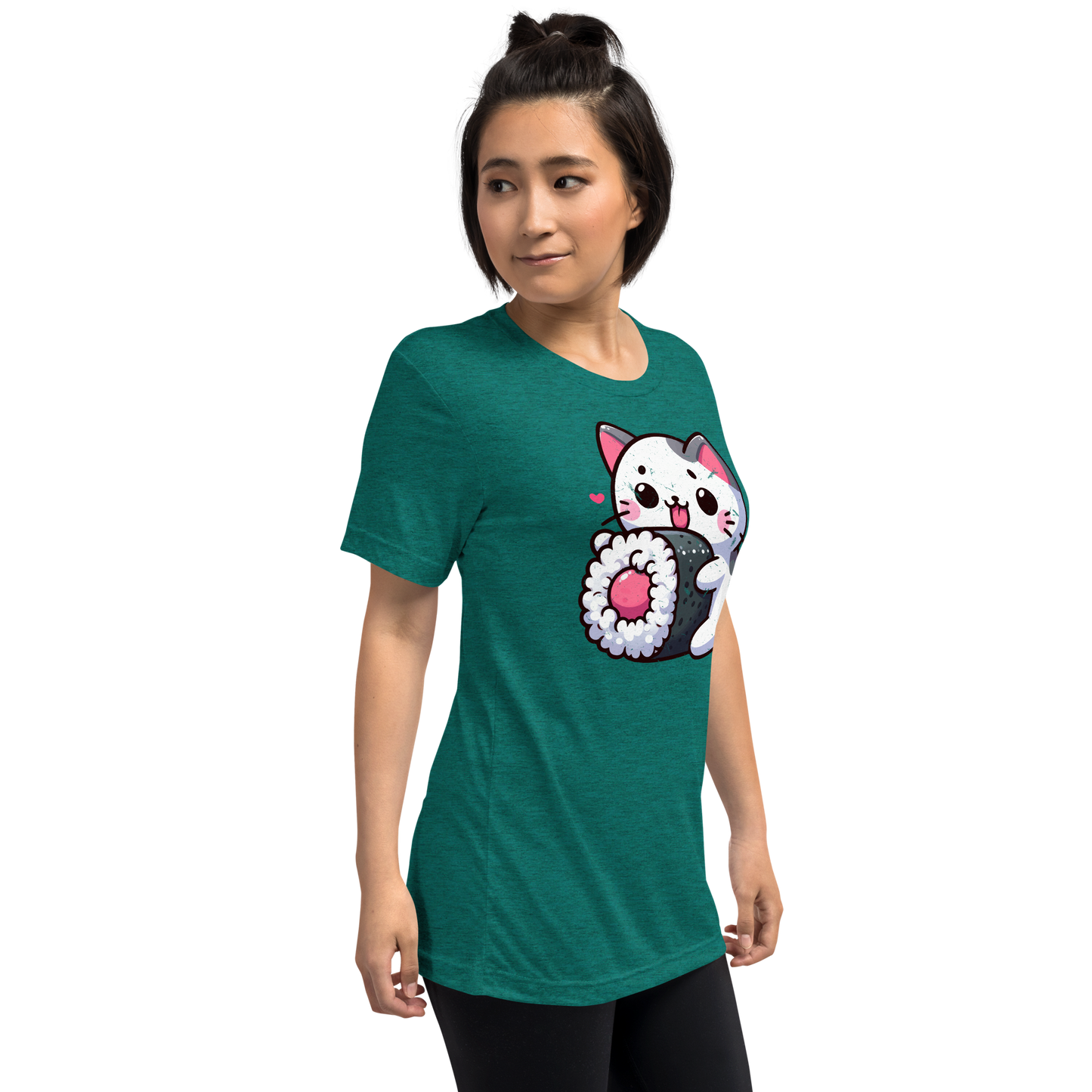 Black and Grey Kitten - Eating Sushi - Unisex Triblend