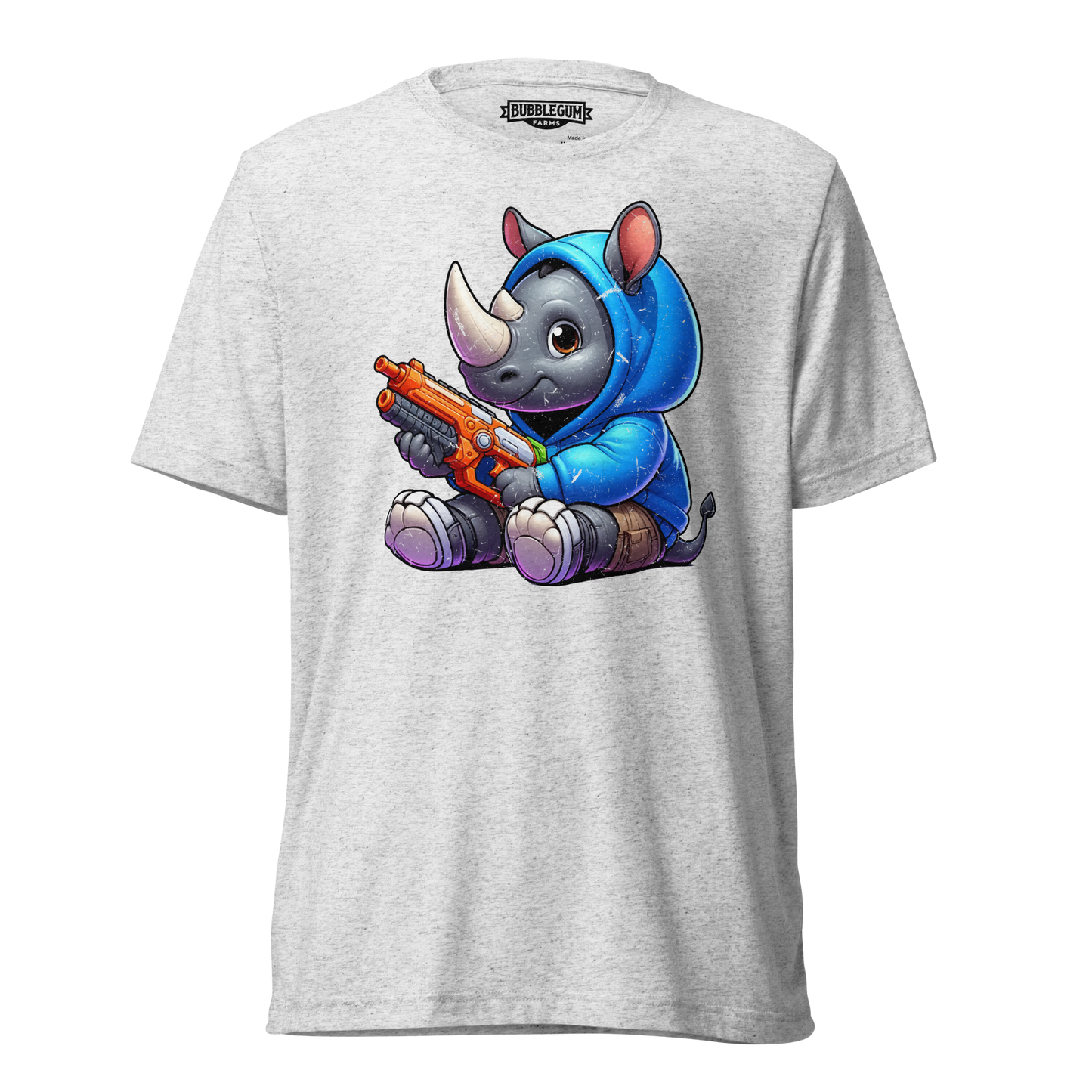 Baby Rhino with Foam Dart Blaster - Unisex Triblend Tee