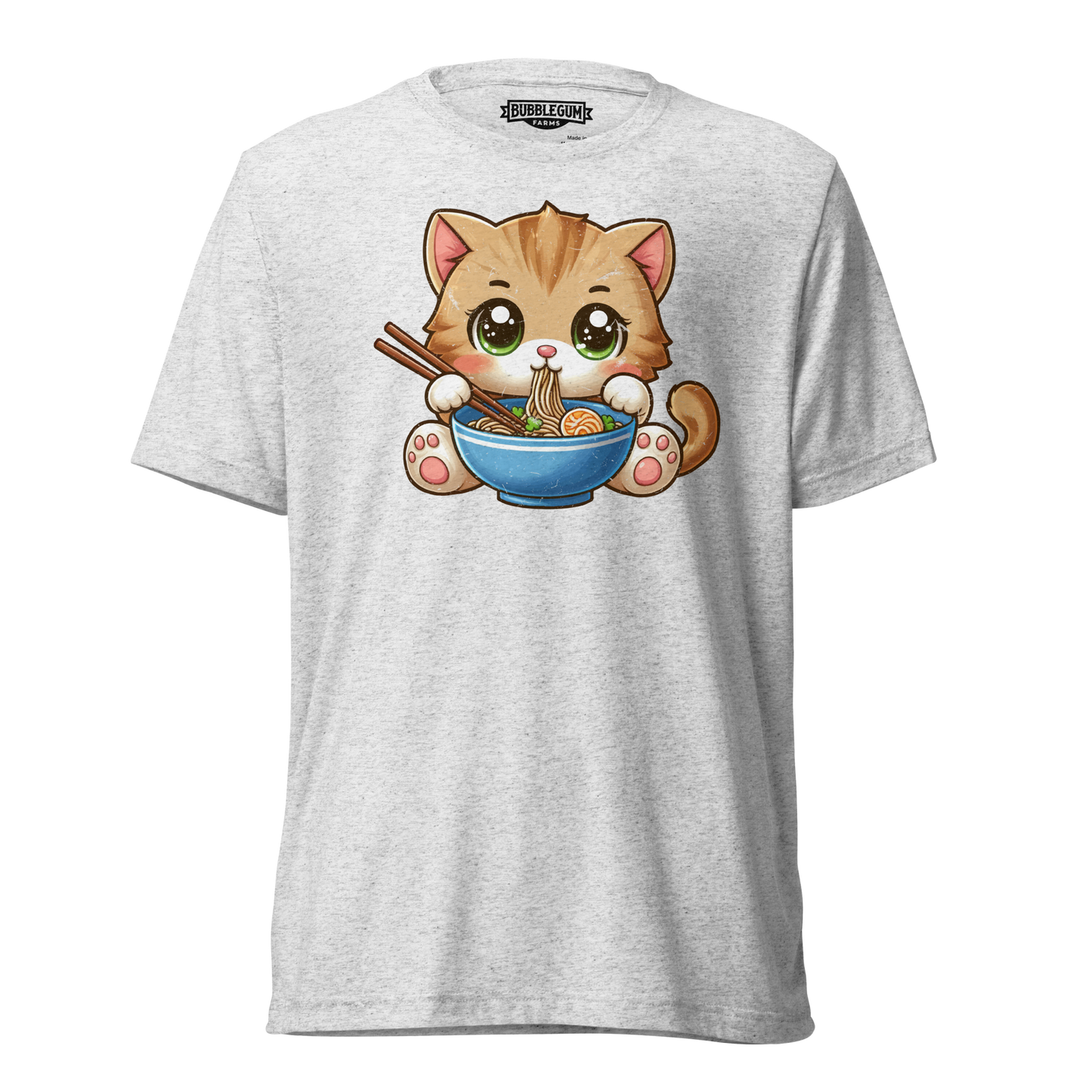 Brown Kitten - Eating Ramen - Unisex Triblend Tee