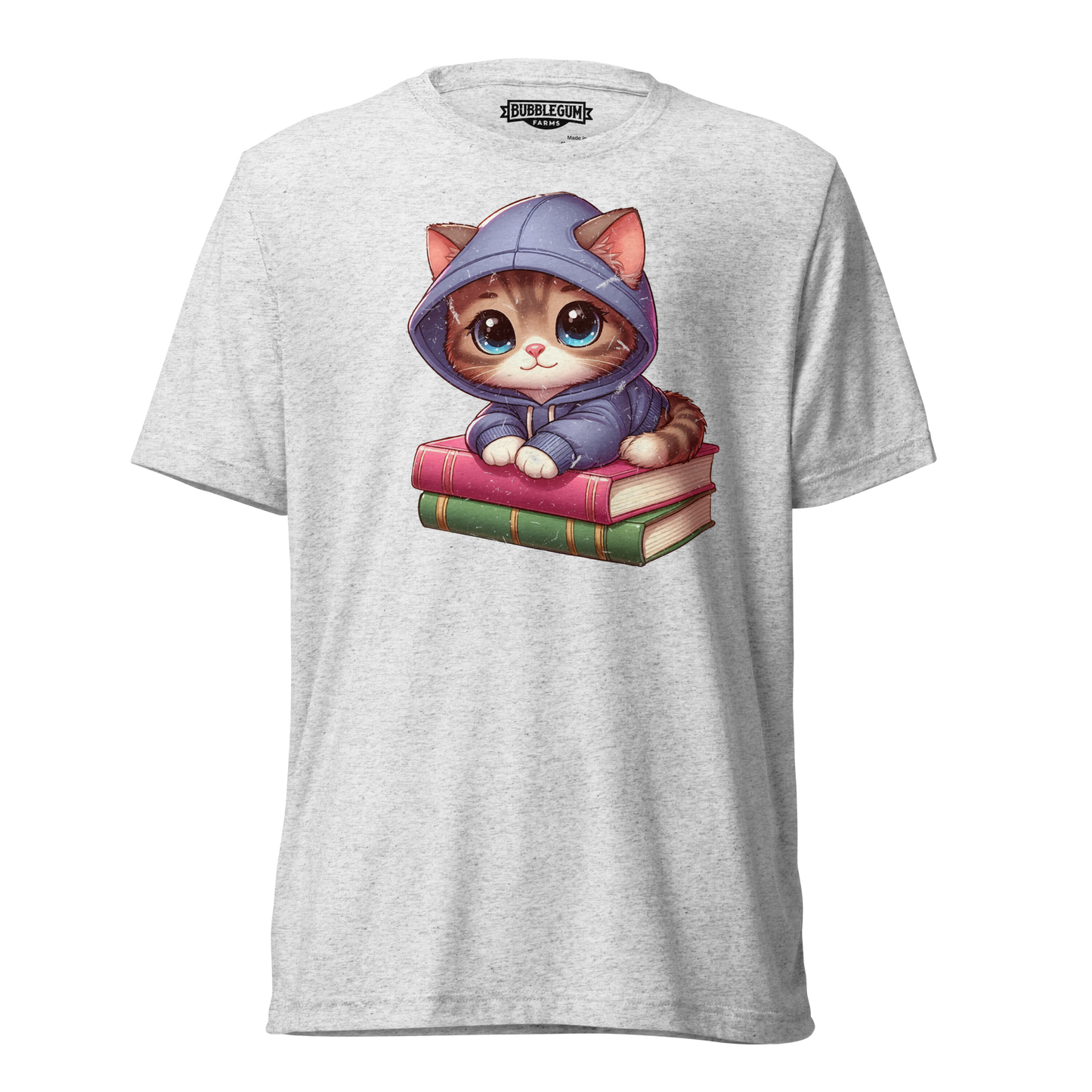 Brown Kitten - Sitting on Books - Unisex Triblend Tee