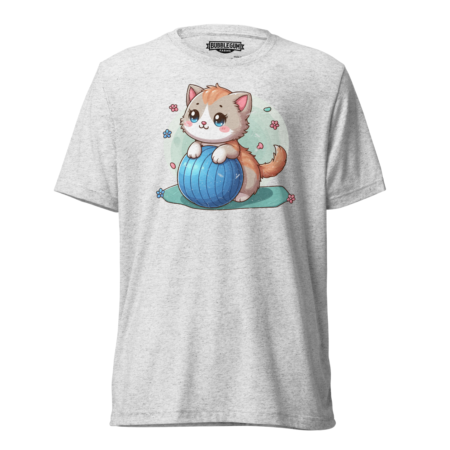 Brown Kitten on Blue Ball - Unisex Triblend Tee