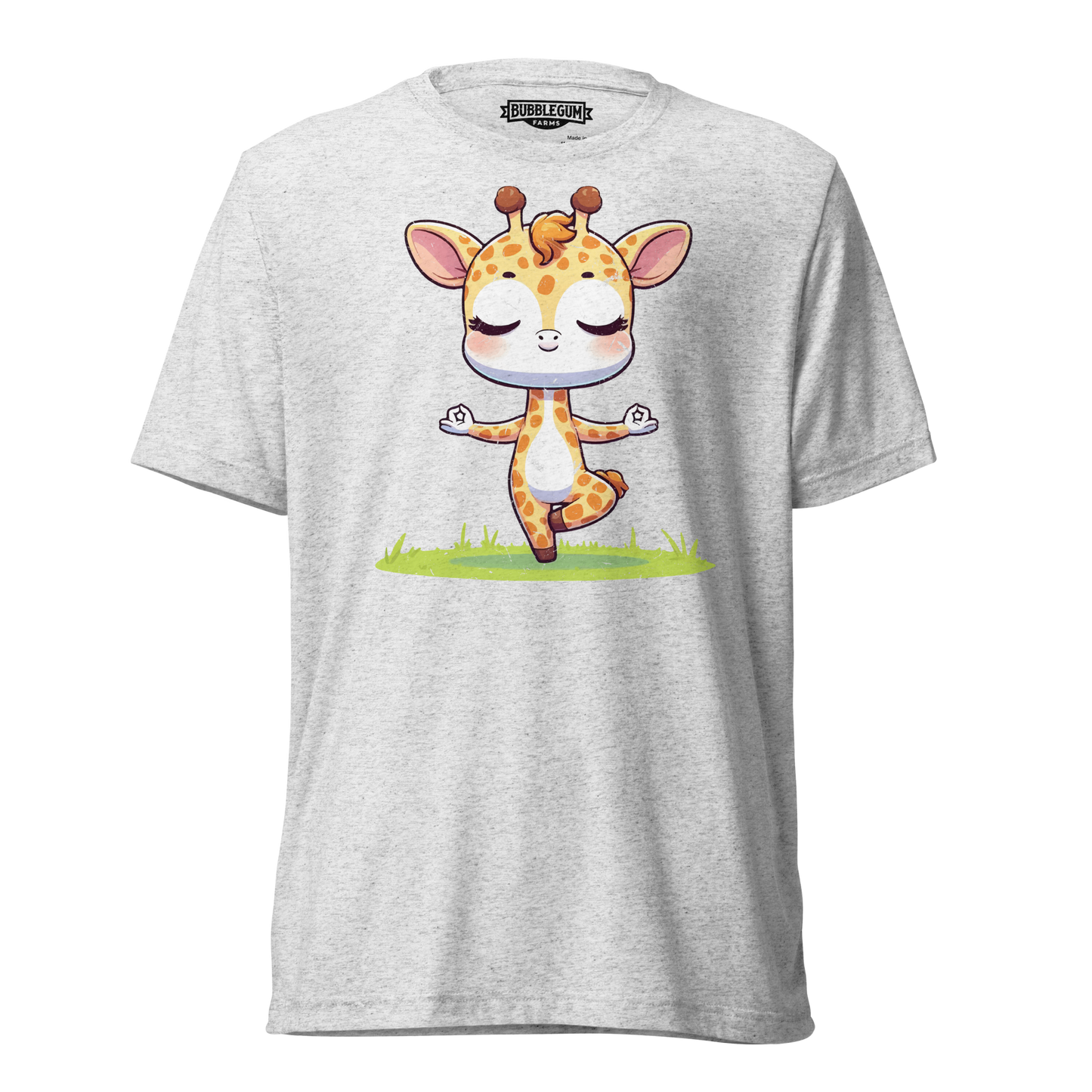 Giraffe doing Yoga - Unisex Triblend Tee