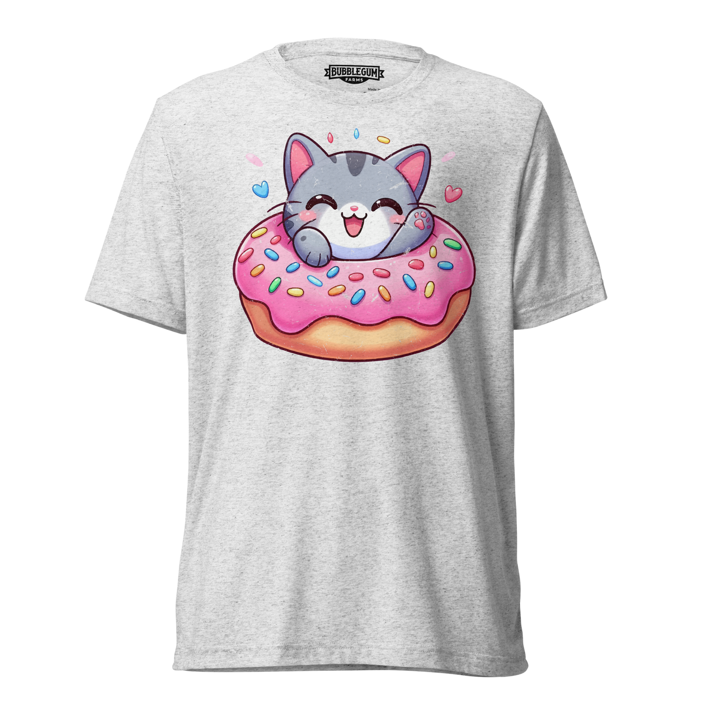 Grey Kitten - Laughing in a Donut - Unisex Triblend Tee