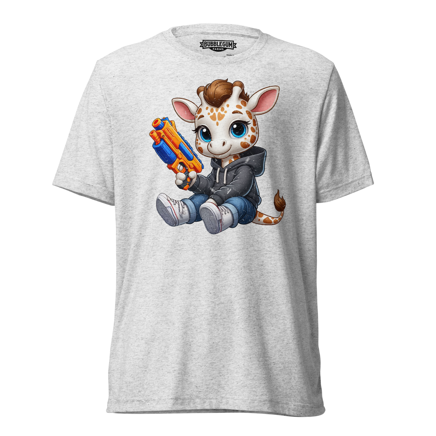 White Giraffe with Foam Dart Blaster - Unisex Triblend