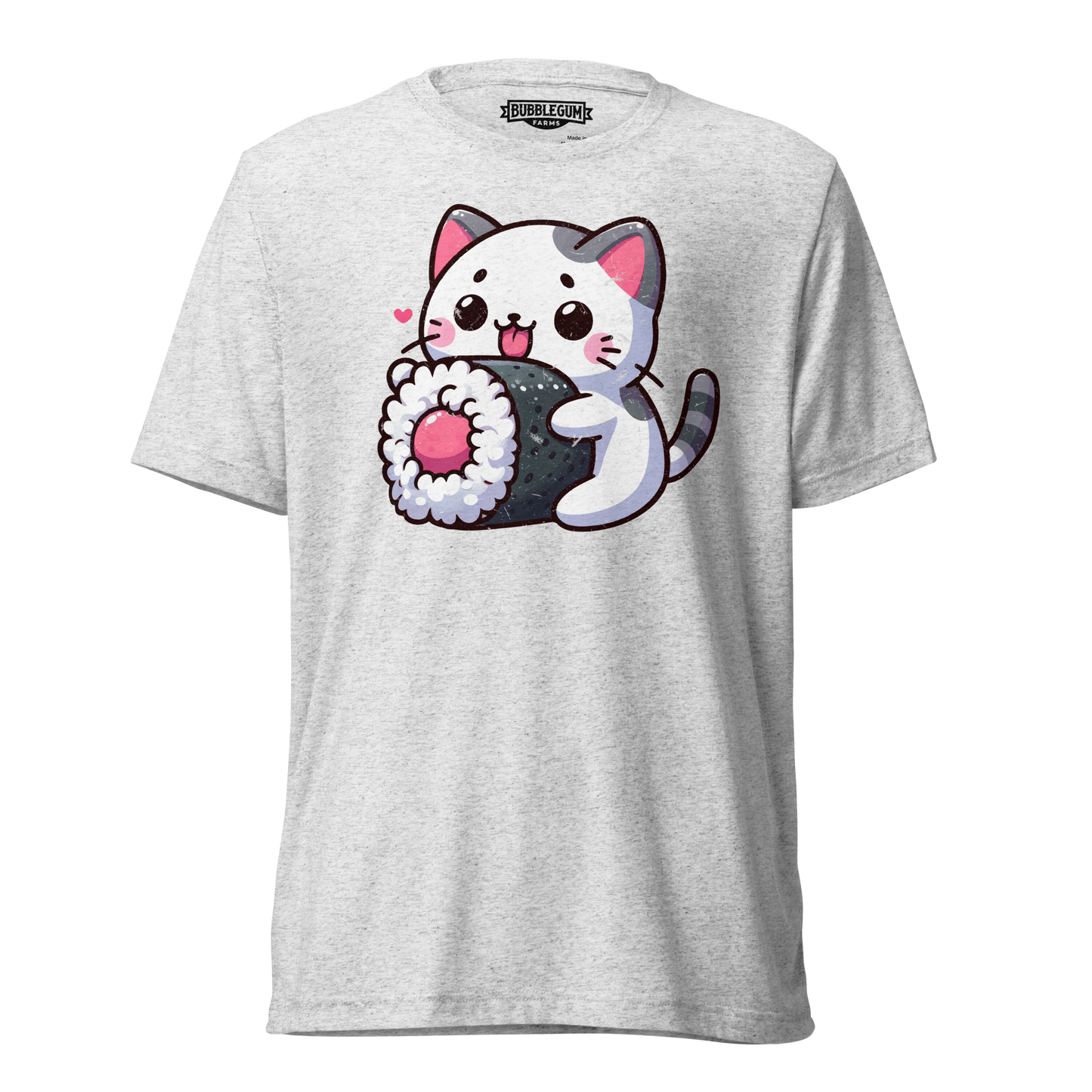 Black and Grey Kitten - Eating Sushi - Unisex Triblend