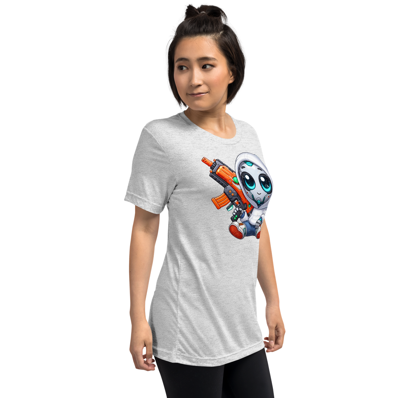 White Robot with Foam Dart Blaster - Unisex Triblend